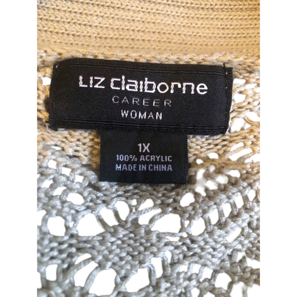 Liz Claiborne Women's Cardigan Sweater, Size 1X Beige - Picture 5 of 6